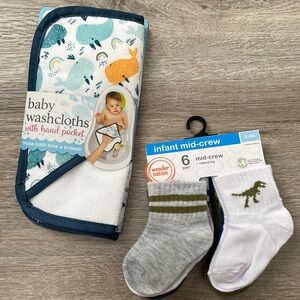 Baby bundle: washcloths and socks